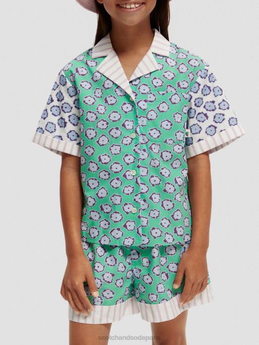 Scotch & Soda enfants chemise de camp à imprimés variés patchwork de champs de coquelicots vêtements 4HB4747