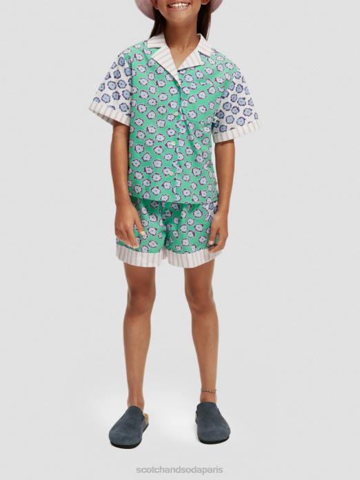 Scotch & Soda enfants chemise de camp à imprimés variés patchwork de champs de coquelicots vêtements 4HB4747