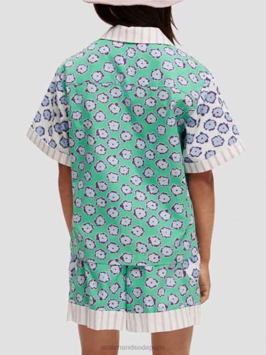 Scotch & Soda enfants chemise de camp à imprimés variés patchwork de champs de coquelicots vêtements 4HB4747