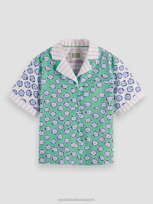 Scotch & Soda enfants chemise de camp à imprimés variés patchwork de champs de coquelicots vêtements 4HB4747