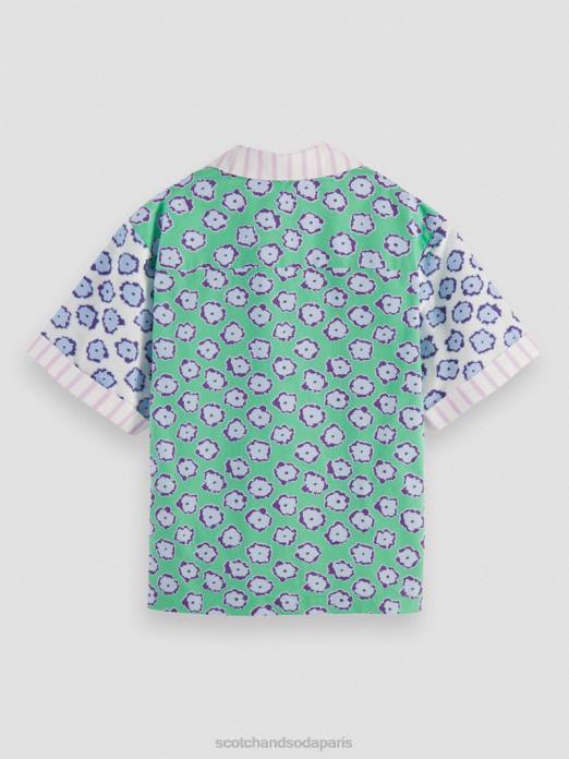 Scotch & Soda enfants chemise de camp à imprimés variés patchwork de champs de coquelicots vêtements 4HB4747