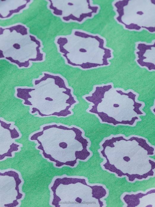 Scotch & Soda enfants chemise de camp à imprimés variés patchwork de champs de coquelicots vêtements 4HB4747