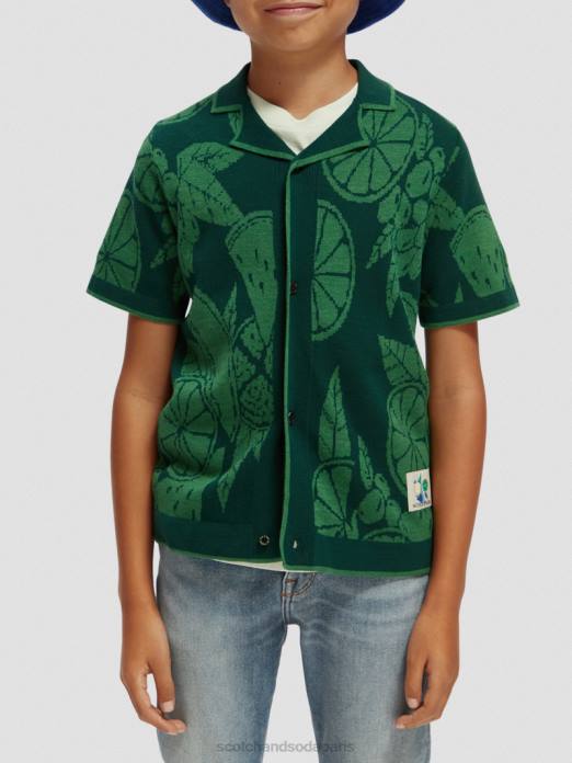 Scotch & Soda enfants chemise de camp tricotée en coton biologique intarsia de fruits vêtements 4HB4777