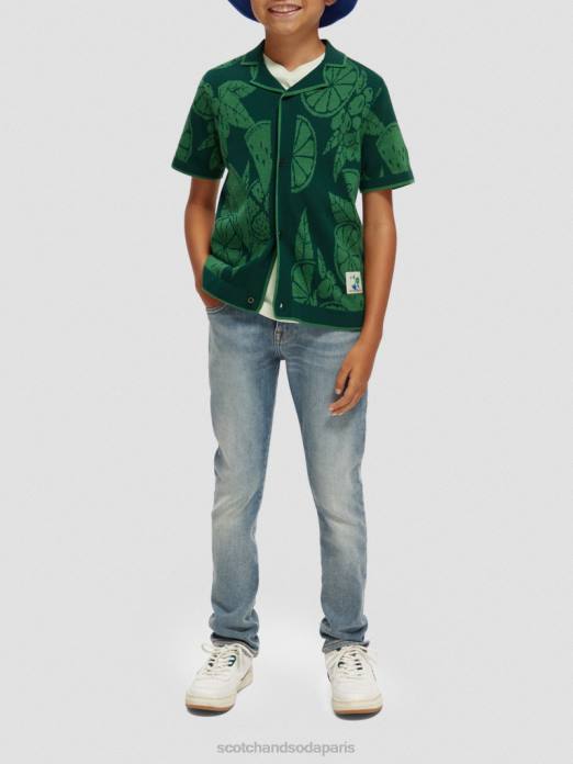 Scotch & Soda enfants chemise de camp tricotée en coton biologique intarsia de fruits vêtements 4HB4777