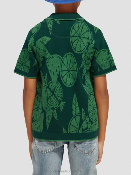 Scotch & Soda enfants chemise de camp tricotée en coton biologique intarsia de fruits vêtements 4HB4777
