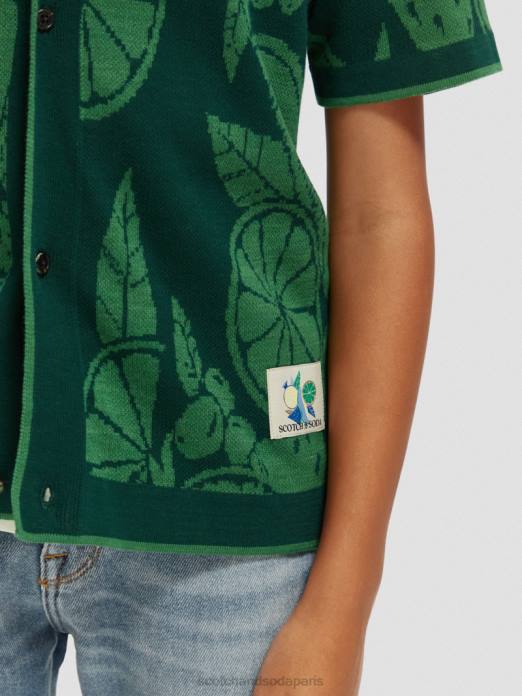 Scotch & Soda enfants chemise de camp tricotée en coton biologique intarsia de fruits vêtements 4HB4777
