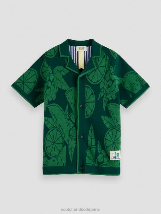 Scotch & Soda enfants chemise de camp tricotée en coton biologique intarsia de fruits vêtements 4HB4777