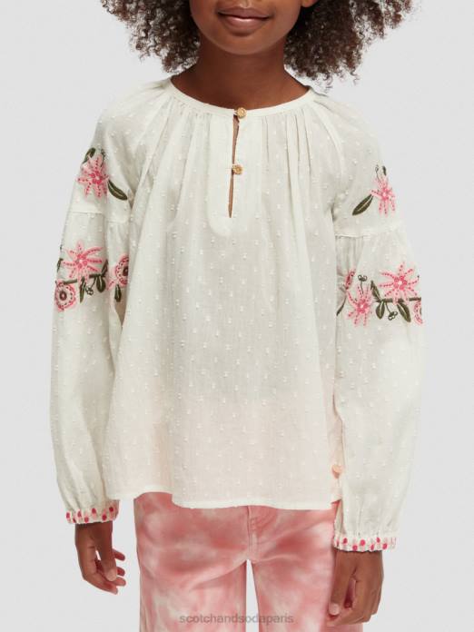 Scotch & Soda enfants chemise à fleurs brodées glace à la vanille vêtements 4HB4739