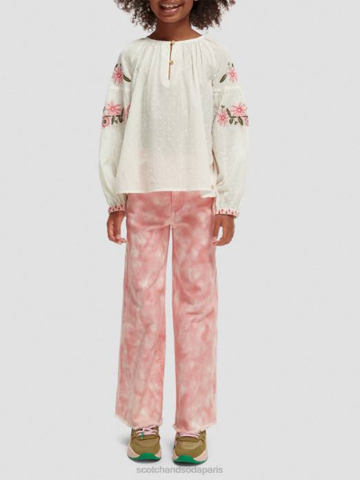 Scotch & Soda enfants chemise à fleurs brodées glace à la vanille vêtements 4HB4739