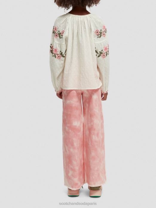 Scotch & Soda enfants chemise à fleurs brodées glace à la vanille vêtements 4HB4739