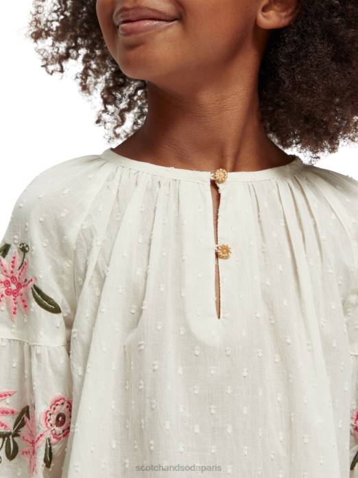 Scotch & Soda enfants chemise à fleurs brodées glace à la vanille vêtements 4HB4739