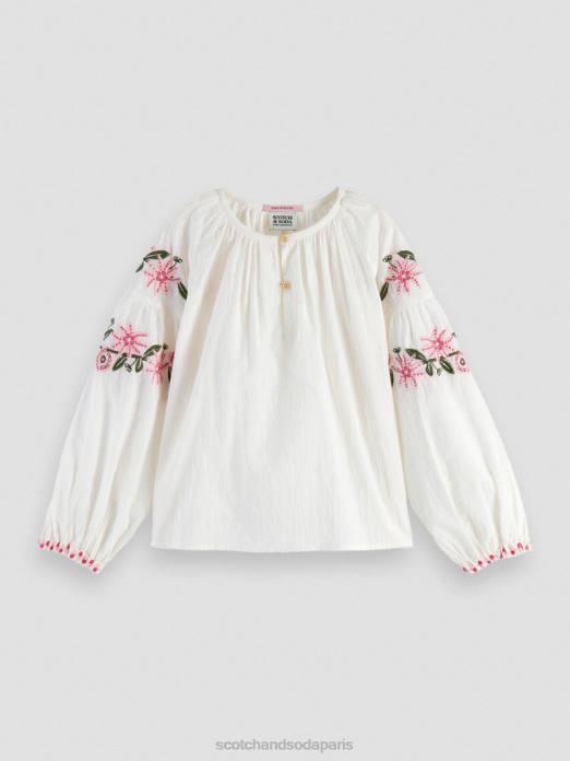Scotch & Soda enfants chemise à fleurs brodées glace à la vanille vêtements 4HB4739