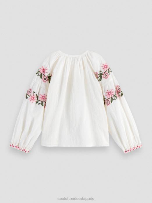 Scotch & Soda enfants chemise à fleurs brodées glace à la vanille vêtements 4HB4739