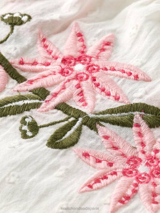 Scotch & Soda enfants chemise à fleurs brodées glace à la vanille vêtements 4HB4739