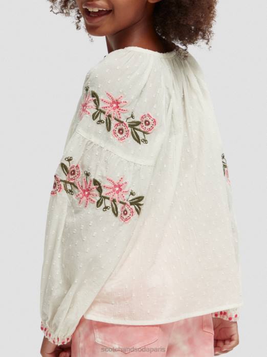Scotch & Soda enfants chemise à fleurs brodées glace à la vanille vêtements 4HB4739