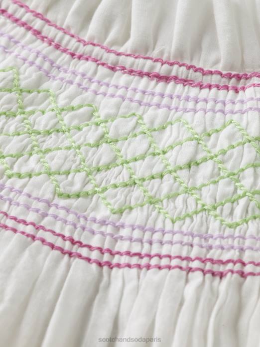 Scotch & Soda enfants chemise smockée à manches longues blanc cassé vêtements 4HB4740