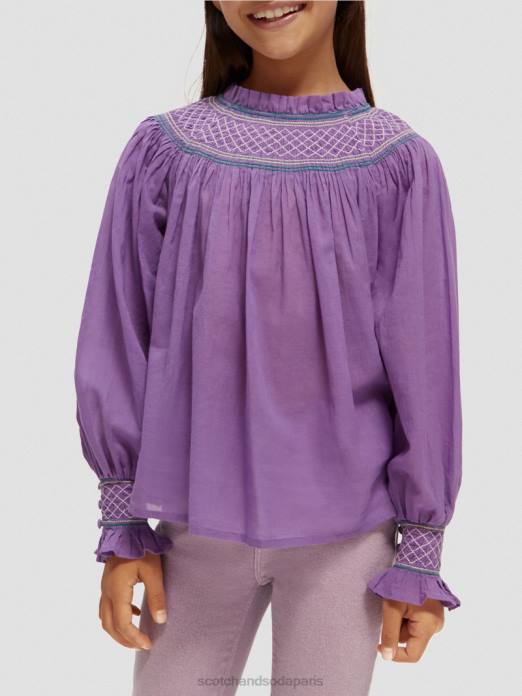 Scotch & Soda enfants chemise smockée à manches longues raisin vêtements 4HB4741