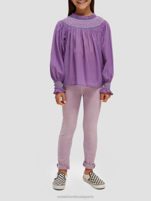 Scotch & Soda enfants chemise smockée à manches longues raisin vêtements 4HB4741