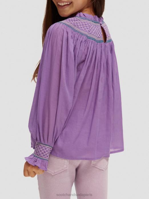Scotch & Soda enfants chemise smockée à manches longues raisin vêtements 4HB4741