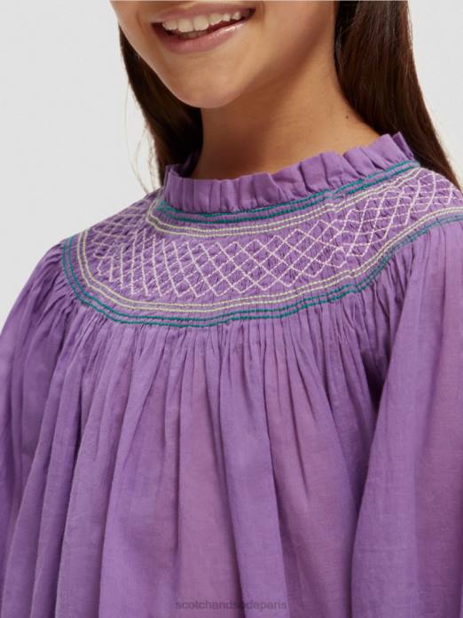 Scotch & Soda enfants chemise smockée à manches longues raisin vêtements 4HB4741