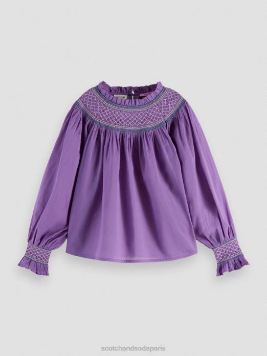 Scotch & Soda enfants chemise smockée à manches longues raisin vêtements 4HB4741