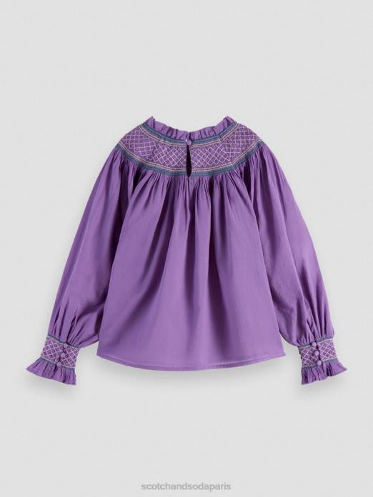 Scotch & Soda enfants chemise smockée à manches longues raisin vêtements 4HB4741