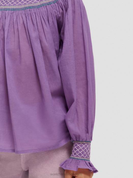 Scotch & Soda enfants chemise smockée à manches longues raisin vêtements 4HB4741