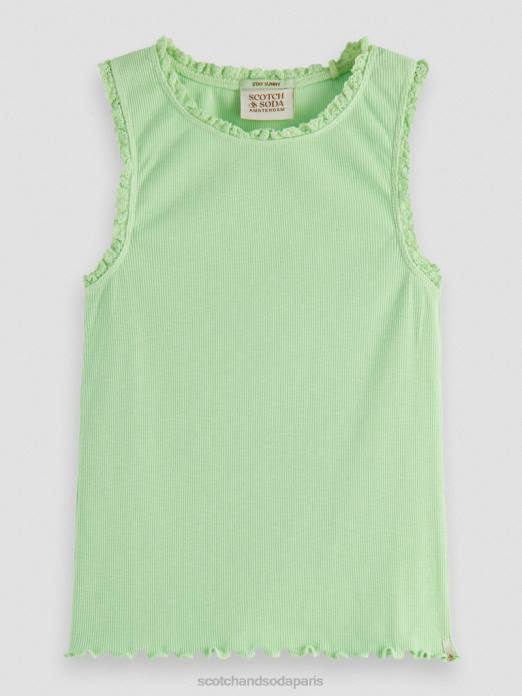 Scotch & Soda enfants débardeur ajusté en maille côtelée citron vert vêtements 4HB4745