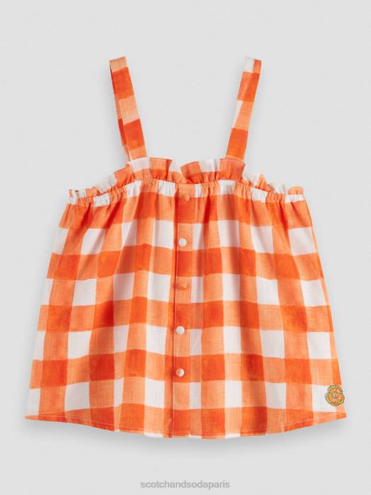 Scotch & Soda enfants haut en lin mélangé à carreaux chèque bistro papaye vêtements 4HB4746