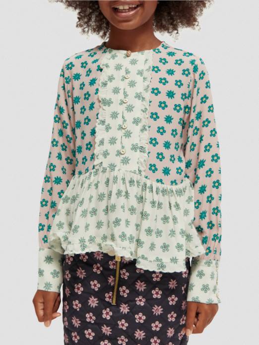 Scotch & Soda enfants haut à manches longues et imprimés variés fleur patchwork vêtements 4HB4743