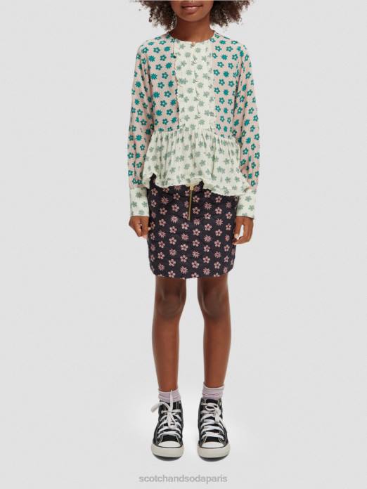 Scotch & Soda enfants haut à manches longues et imprimés variés fleur patchwork vêtements 4HB4743