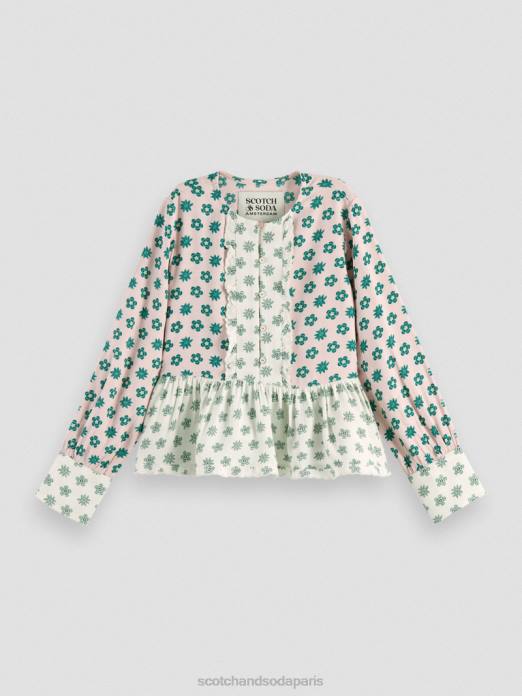 Scotch & Soda enfants haut à manches longues et imprimés variés fleur patchwork vêtements 4HB4743