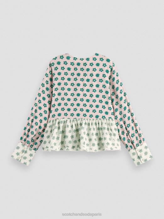 Scotch & Soda enfants haut à manches longues et imprimés variés fleur patchwork vêtements 4HB4743