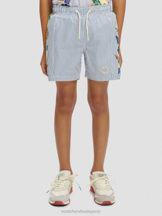 Scotch & Soda enfants short de bain mi-long imprimé à fines rayures rayure en seersucker vêtements 4HB4813