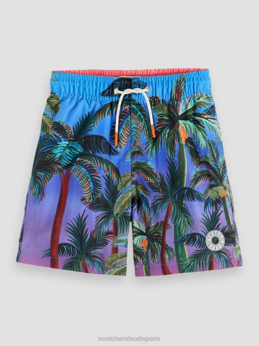 Scotch & Soda enfants short de bain mi-long à motif artistique impression de palmiers vêtements 4HB4815