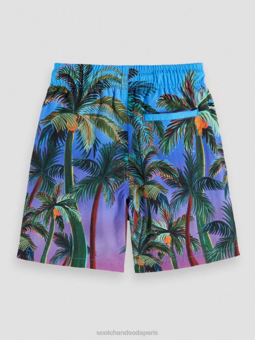Scotch & Soda enfants short de bain mi-long à motif artistique impression de palmiers vêtements 4HB4815