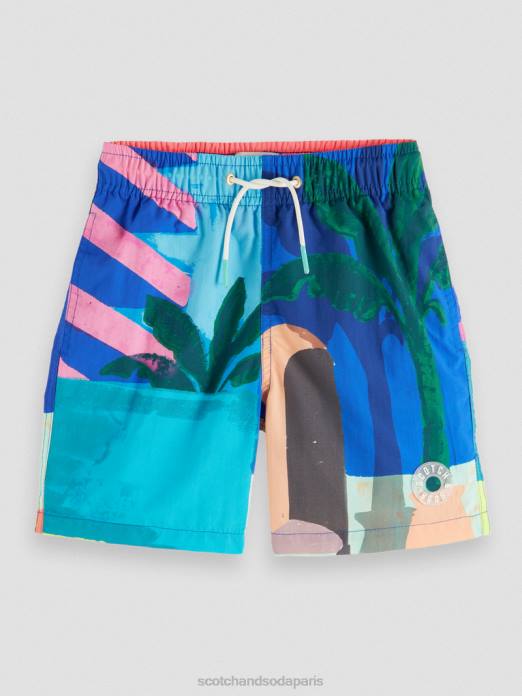 Scotch & Soda enfants short de bain mi-long à motif artistique impression de piscine vêtements 4HB4814