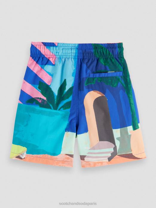 Scotch & Soda enfants short de bain mi-long à motif artistique impression de piscine vêtements 4HB4814