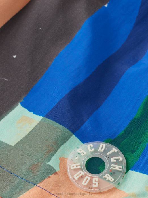 Scotch & Soda enfants short de bain mi-long à motif artistique impression de piscine vêtements 4HB4814