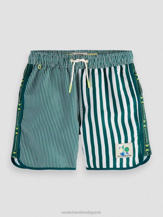 Scotch & Soda enfants short de bain à rayures mélangées bande verte vêtements 4HB4811