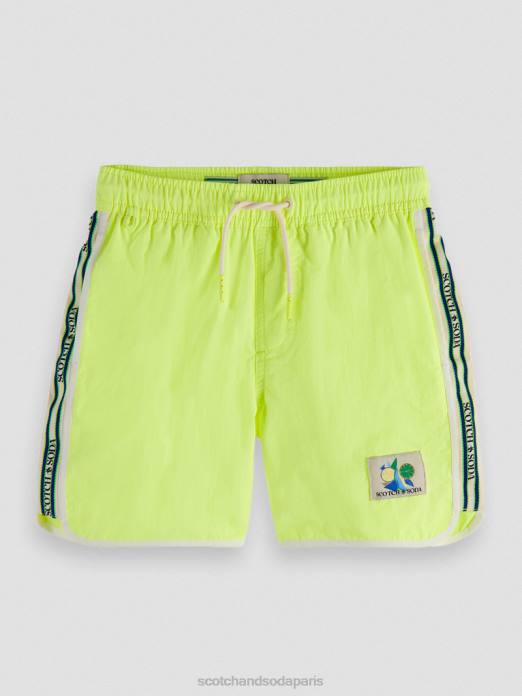 Scotch & Soda enfants short de bain à rayures mélangées citron néon vêtements 4HB4812