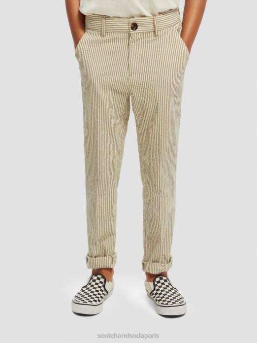 Scotch & Soda enfants chino ample en seersucker rayé coupe fuselée bande de sable vêtements 4HB4796