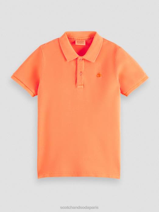 Scotch & Soda enfants polo piqué teint en pièce orange épicée au néon vêtements 4HB4787