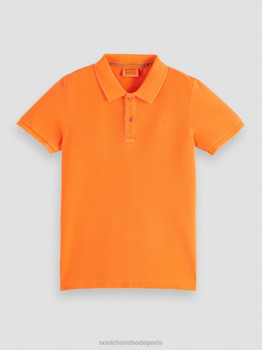 Scotch & Soda enfants polo piqué teint en pièce pêche au néon vêtements 4HB4786