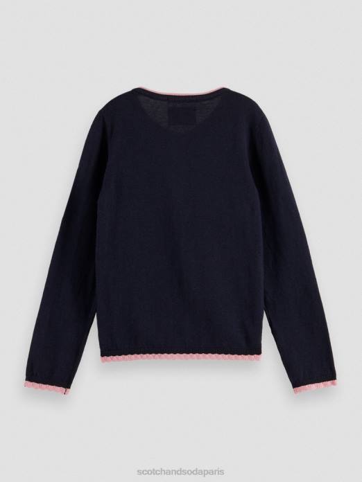 Scotch & Soda enfants cardigan en maille à bords contrastants nuit vêtements 4HB4735