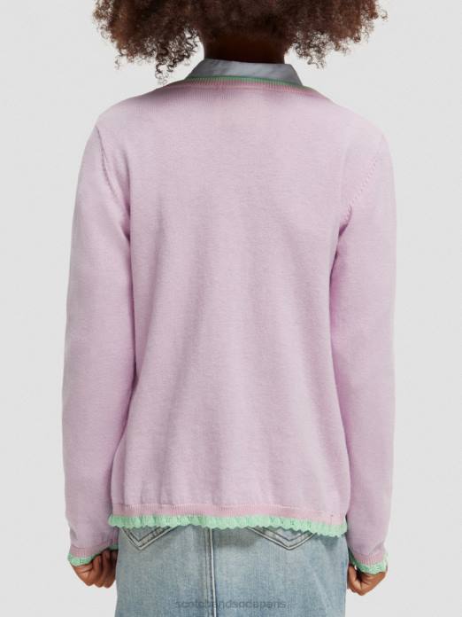 Scotch & Soda enfants cardigan en maille à bords contrastants orchidée vêtements 4HB4734