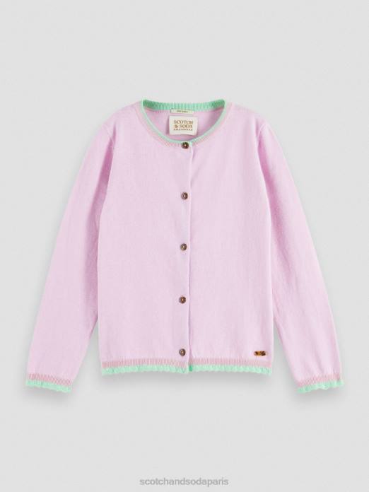 Scotch & Soda enfants cardigan en maille à bords contrastants orchidée vêtements 4HB4734