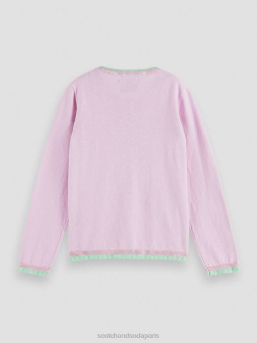 Scotch & Soda enfants cardigan en maille à bords contrastants orchidée vêtements 4HB4734