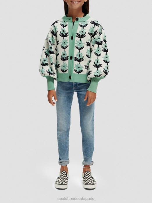 Scotch & Soda enfants cardigan fleuri en maille intarsia incrustation de fleurs vêtements 4HB4736