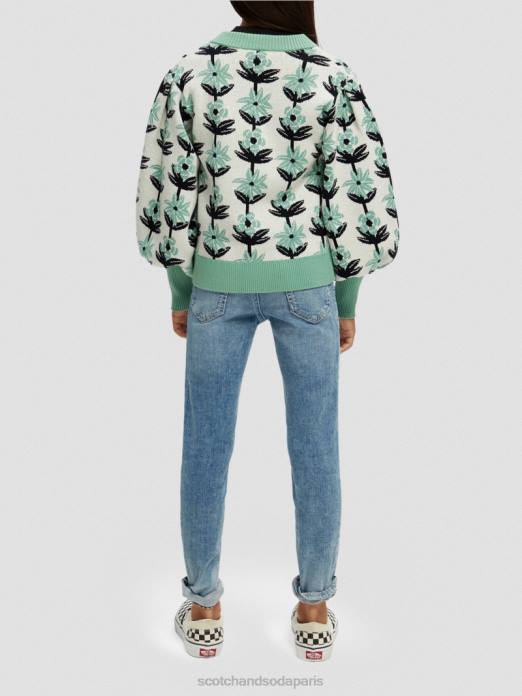 Scotch & Soda enfants cardigan fleuri en maille intarsia incrustation de fleurs vêtements 4HB4736